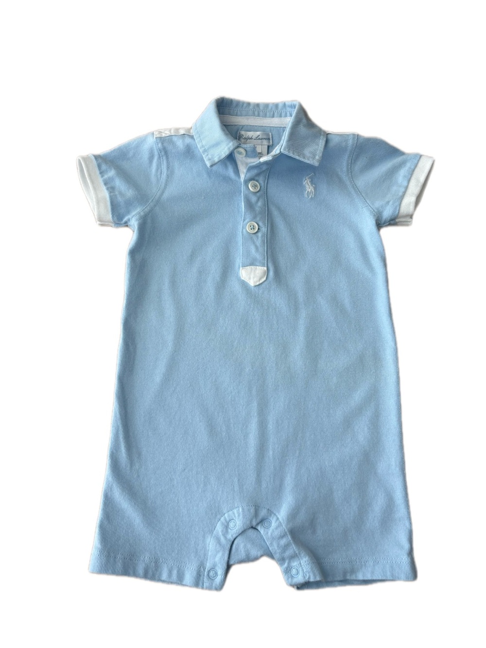 Polo Ralph Lauren Baby Romper 9 Months Blue Pony Logo One Piece